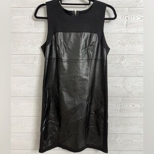 DKNYC Women’s Black Faux Leather Sleeveless Midi Dress. Size 12